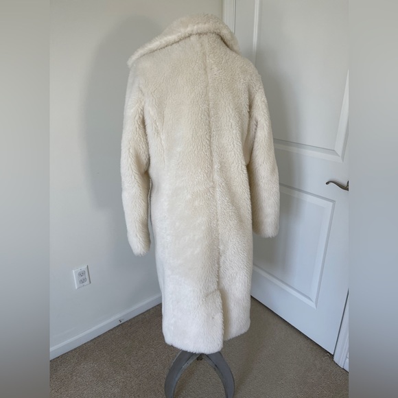 CREAM OFF WHITE TEDDY BEAR FAUX SHEARLING COAT - Picture 4 of 6